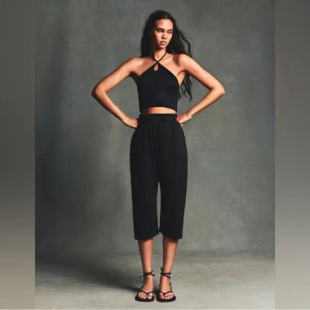 Zara โข Black Keyhole Cropped Halter Top - Picture 12 of 13